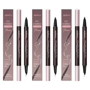 Set di penne sopracciglia ed eyeliner di precisione 2 in 1 Zephoco in marrone e nero