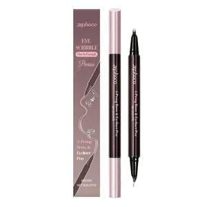 Penna 2-in-1 zephoco marrone per sopracciglia ed eyeliner con punta a 4 denti di precisione