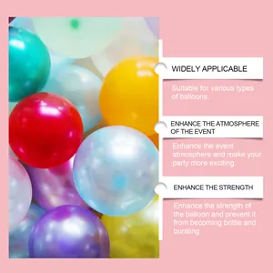 Close-up of glossy colorful balloons showing luster enhancement from the brightener spray.
