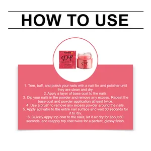 Detailed step-by-step instruction guide for TORVIKX red glitter nail dip powder.