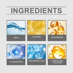 Λεπτομερής κατάλογος συστατικών με Aqua, Γλυκερίνη, Νιασιναμίδη και Υδρολυμένο Κολλαγόνο