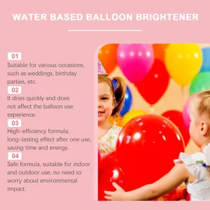 Safe water based balloon brightener for long lasting high gloss shine on party decorations