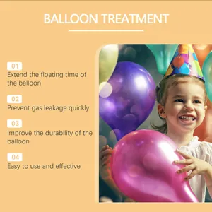 Beneficios del líquido protector para globos con un niño feliz en una fiesta.