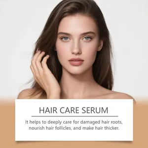 Beautiful model showcasing the effect of nourishing and thickening hair care serum
