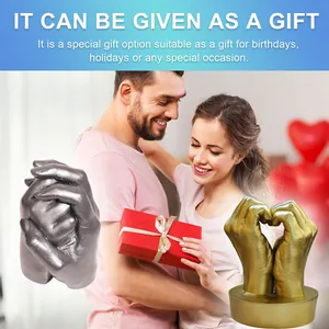 Detailed view of finished 3D hand molds for couples, perfect as a personalized DIY gift
