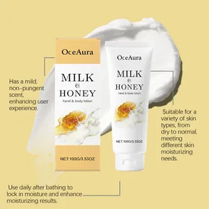 Loción OceAura de leche y miel para manos y cuerpo con textura de crema hidratante