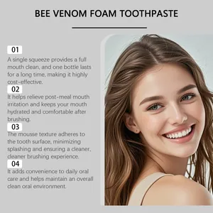 Dentifrice mousse au venin d'abeille pour nettoyage des dents et soins bucco-dentaires