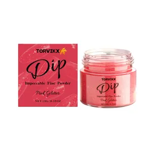 TORVIKX Pink Glitter nail dip powder with box for shiny professional manicures.
