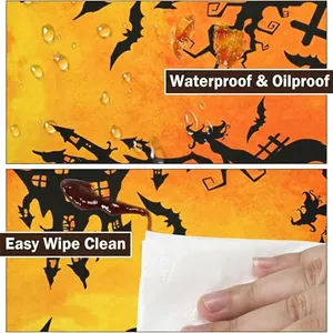 Detail einer wasser- und ölabweisenden Halloween-Tischdecke mit leicht abwischbarer Oberfläche
