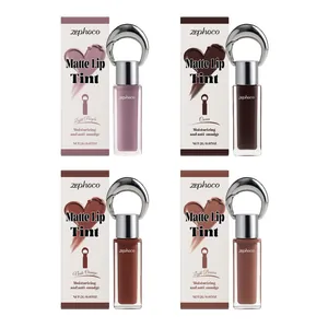 Set professionale tinta labbra opaca Zephoco tonalità viola cacao arancio marrone da 2g