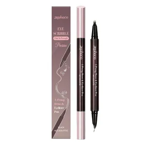 Matita 2-in-1 Zephoco nera per sopracciglia ed eyeliner con punta a 4 punte, naturale