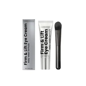 Mild moisturizing eye cream set with silver box, tube, and soft application brush