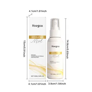Detailed dimensions for Hoegoa 100ml hydrating hair mist and packaging box