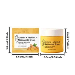 Gedetailleerde afmetingen van 100g kurkuma vitamine C en niacinamide gezichtscrème pot