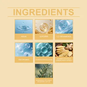 Detailed ingredient list for hair moisturizing spray with ginger and rosemary