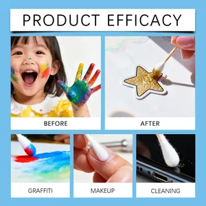 Detail view showing multi-functional double-headed cotton swabs for makeup and cleaning