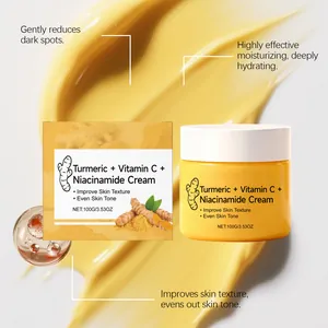 Detail van niacinamide gezichtscrème met kurkuma en vitamine C voor een stralende teint.
