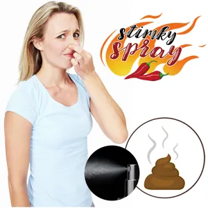 Detail view of the stinky chili spray nozzle and foul odor icon for prank entertainment
