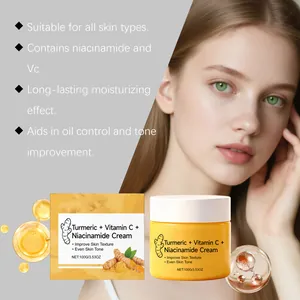 Details van niacinamide en kurkuma gezichtscrème met hydraterende voordelen voor alle huidtypes