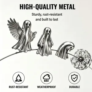 Halloween Ghost Pumpkin Metal Garden Stakes Weatherproof Yard Signs Outdoor Lawn Path Decorative Ground Plugs Halloween Decor