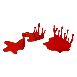 Set creativo de 3 estantes rojos con forma de gota de sangre para decoración gótica.