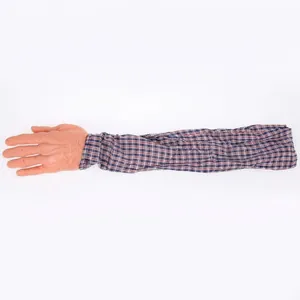 Realistic prosthetic hand with plaid long sleeve for Halloween prank toy decoration