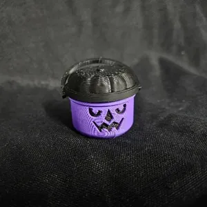 Mini lila Halloween-Kürbis-Nostalgie-Eimer mit schwarzem Deckel für festliche Deko