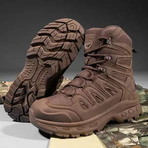 Bruine tactische gevechtslaarzen met antislip rubberen zool voor outdoor wandelen