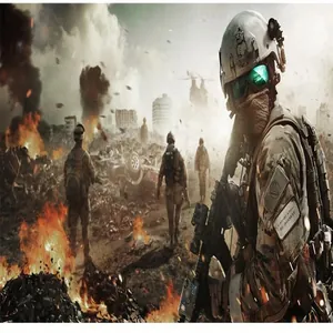 Cinematic battle scene detail for men's tactical outdoor high-top combat boots
