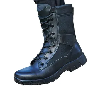 Botas tácticas de combate negras ligeras con suelas de goma antideslizantes duraderas