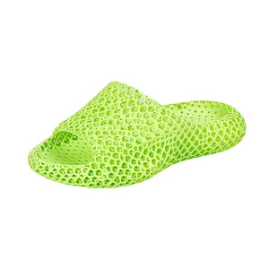 Claquettes creuses imprimées en 3D vert citron avec semelle épaisse alvéolée