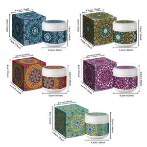 Schéma dimensionnel détaillé pour les bougies au soja Mandala et les boîtes cadeaux
