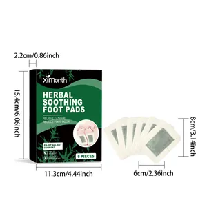 Detailed dimensions and sizing for Ximonth herbal soothing foot pads 6 pieces pack