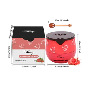 Feuchtigkeitsspendendes Wassermelonen Lippenmasken Set mit Maßen der Dose und Verpackung