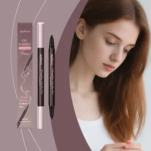 Vista dettagliata del set zephoco 2-in-1 matita per sopracciglia liquida marrone a 4 punte
