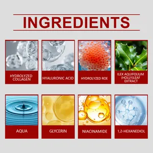 Detailed ingredient list for caviar skincare pads featuring collagen and niacinamide
