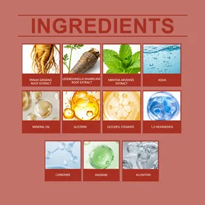 Lista de ingredientes para crema corporal herbal hidratante con ginseng y plantas