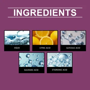 Detail of multi-purpose rust remover ingredients including Citric Acid and Glycolic Acid