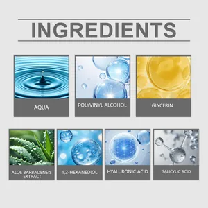 Ingredientes de la mascarilla nasal Jaysuing con ácido salicílico y aloe vera.