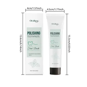 Dimensions détaillées de la boîte et du tube de dentifrice Oralhoe de 75g netto