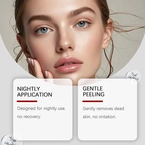 Detailed view of caviar facial pads showing nightly application and gentle peeling benefits.