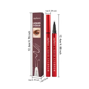 Détails des dimensions et de l'emballage du stylo à sourcils Zephoco waterproof.