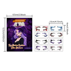Detailed size guide for JAYSUING Halloween eye shadow eyeliner tattoo stickers 8-piece set