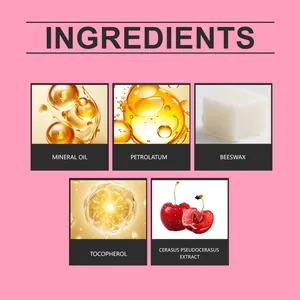 Lista de ingredientes de mascarilla labial de cereza con cera de abeja y tocoferol