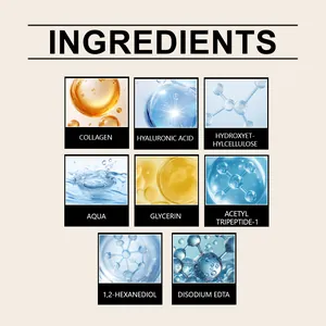 Détails des ingrédients : collagène, acide hyaluronique et peptides pour le soin