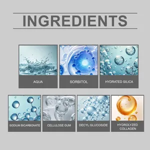 Liste détaillée des ingrédients du dentifrice au collagène, incluant aqua et sorbitol