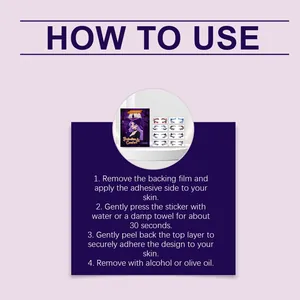 Step-by-step instructions for applying Halloween temporary eye corner tattoo stickers.
