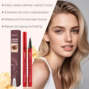 Crayon à sourcils liquide Zephoco marron imperméable, formule longue durée anti-bavure.