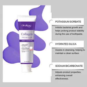 Détails des ingrédients du dentifrice violet Oralhoe pour nettoyage et protection