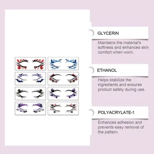 Detailed ingredient list of Halloween temporary eye tattoo stickers for skin safety